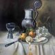 HST painting "Composition with fruits and oysters" signed Winston + frame