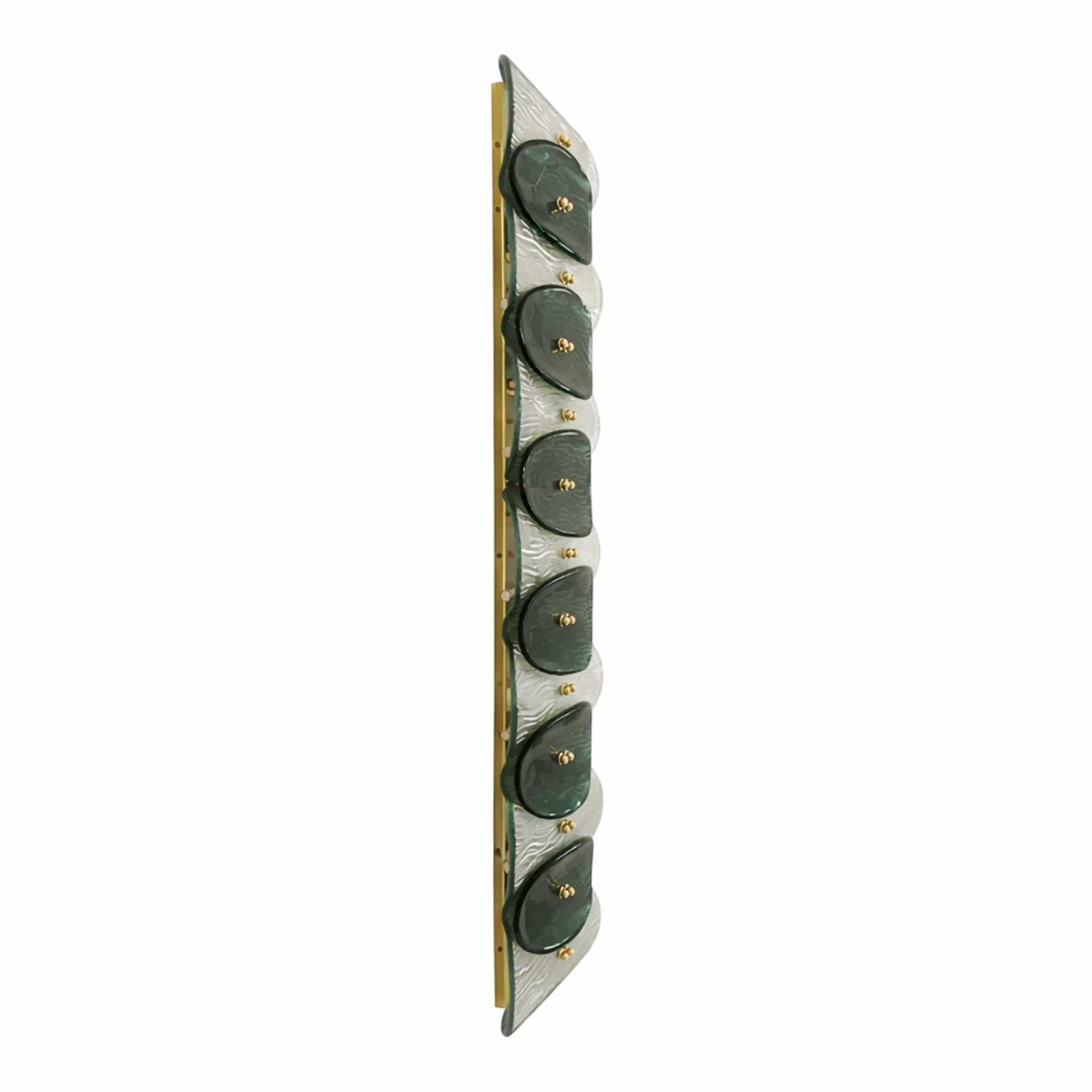 Mid Modern Green And White Murano Glass and Brass Italian Wall Sconces