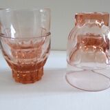 Set of 4 pink digestive glasses, Luminarc