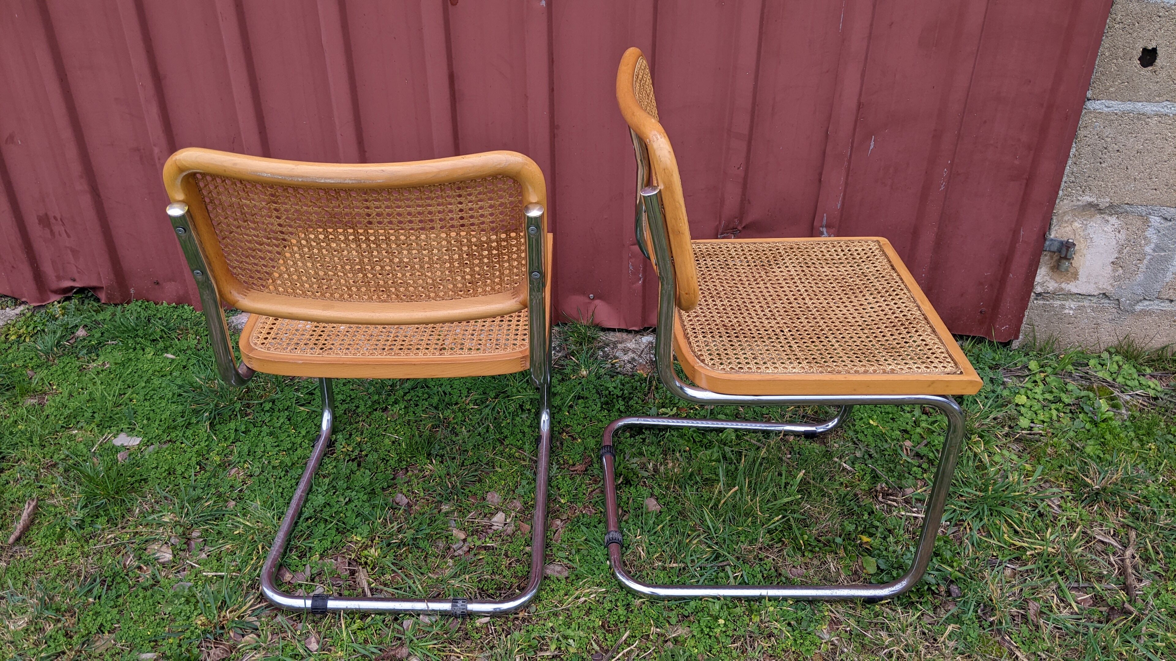 Duo of chairs B.32  cesca by Marcel Breuer