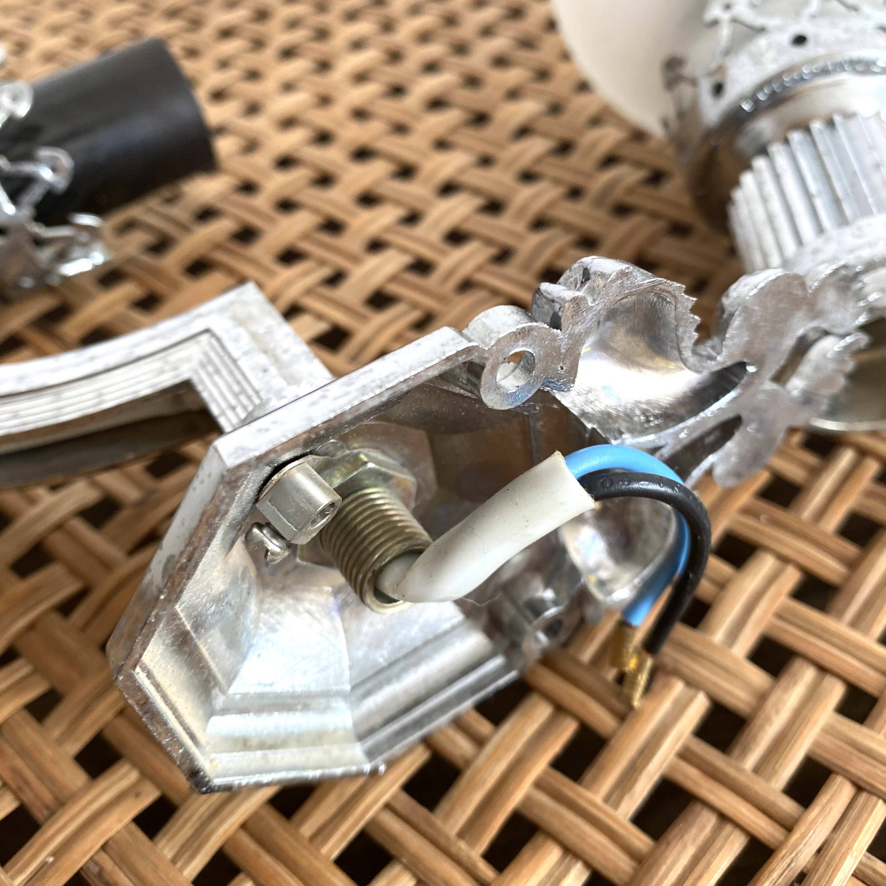 Pair of vintage silver fish wall lights