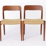 Lot de 6 chaises de salle à manger Niels Otto Moller modèle 75, années 1950 – Restaurées, teck