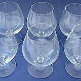 Suite of six tasting glasses of colorless crystal cognac
