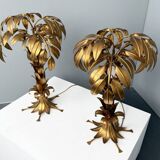 Pair of gold-plated palm tree table lamps by Hans Kögl, Germany, 1970s