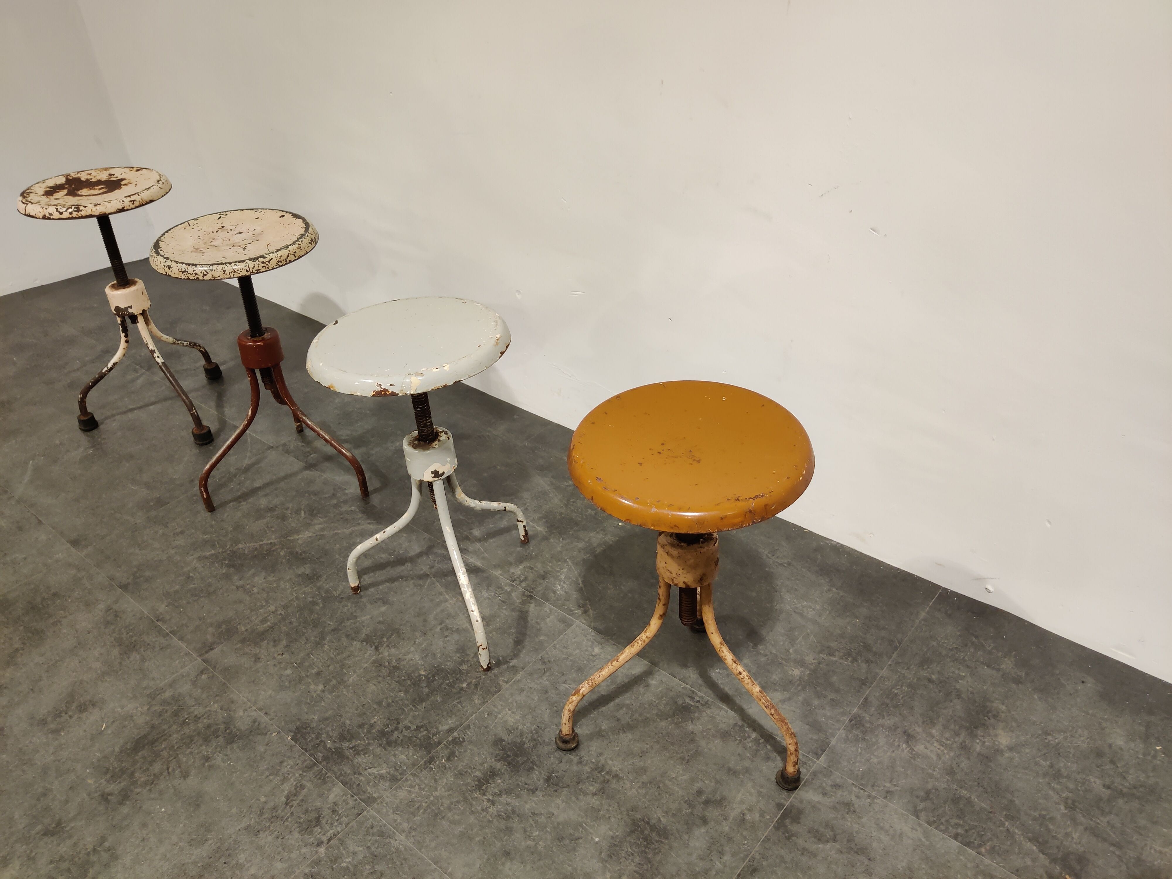 Vintage industrial stools, set of 4
