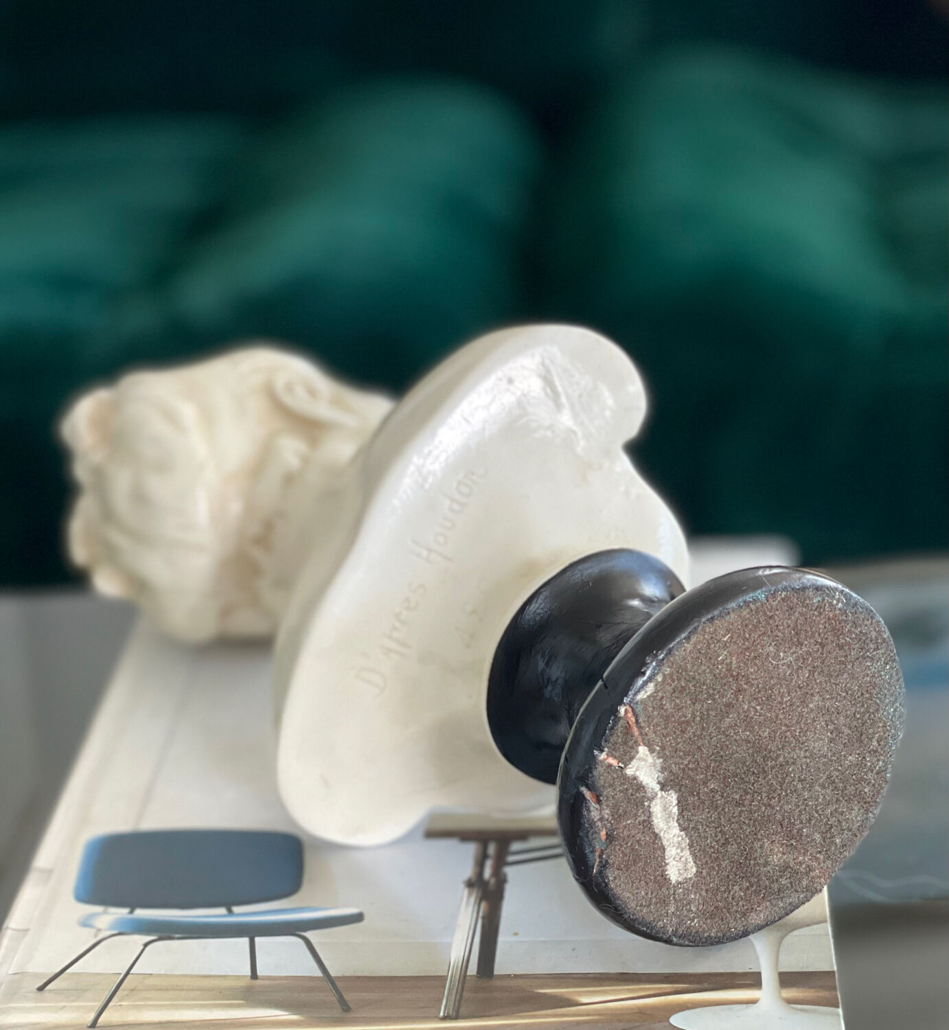 Glazed terracotta bust