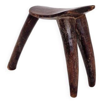"Lobi" African tripod wooden stool from Burkina Faso