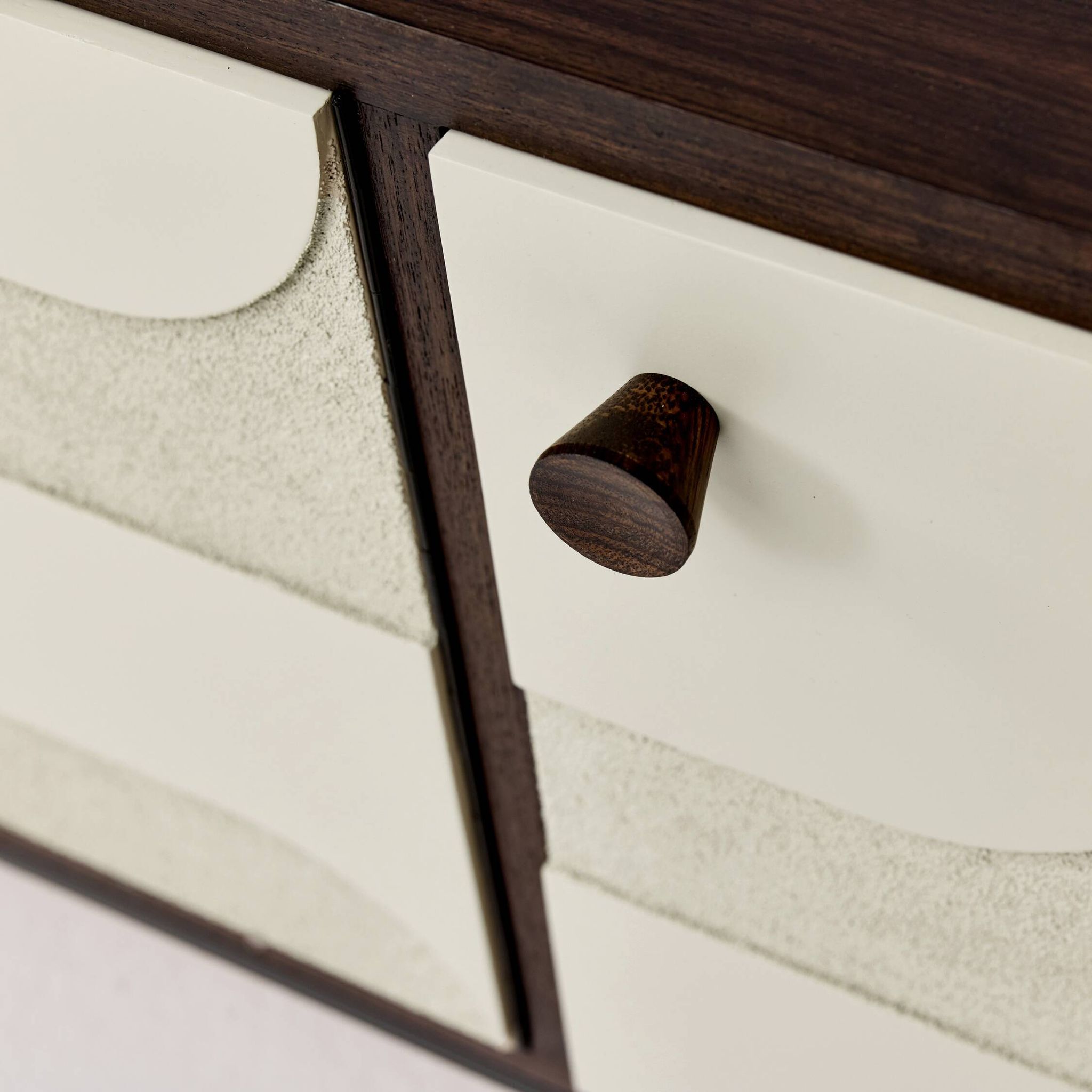 Vintage sideboard with handmade relief surface, metal, Germany, 1960s