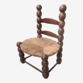 Chaise rustique bois tourné/design 20 ème siècle