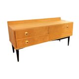 Low ash sideboard chest of drawers, Danish design, 1970s.
