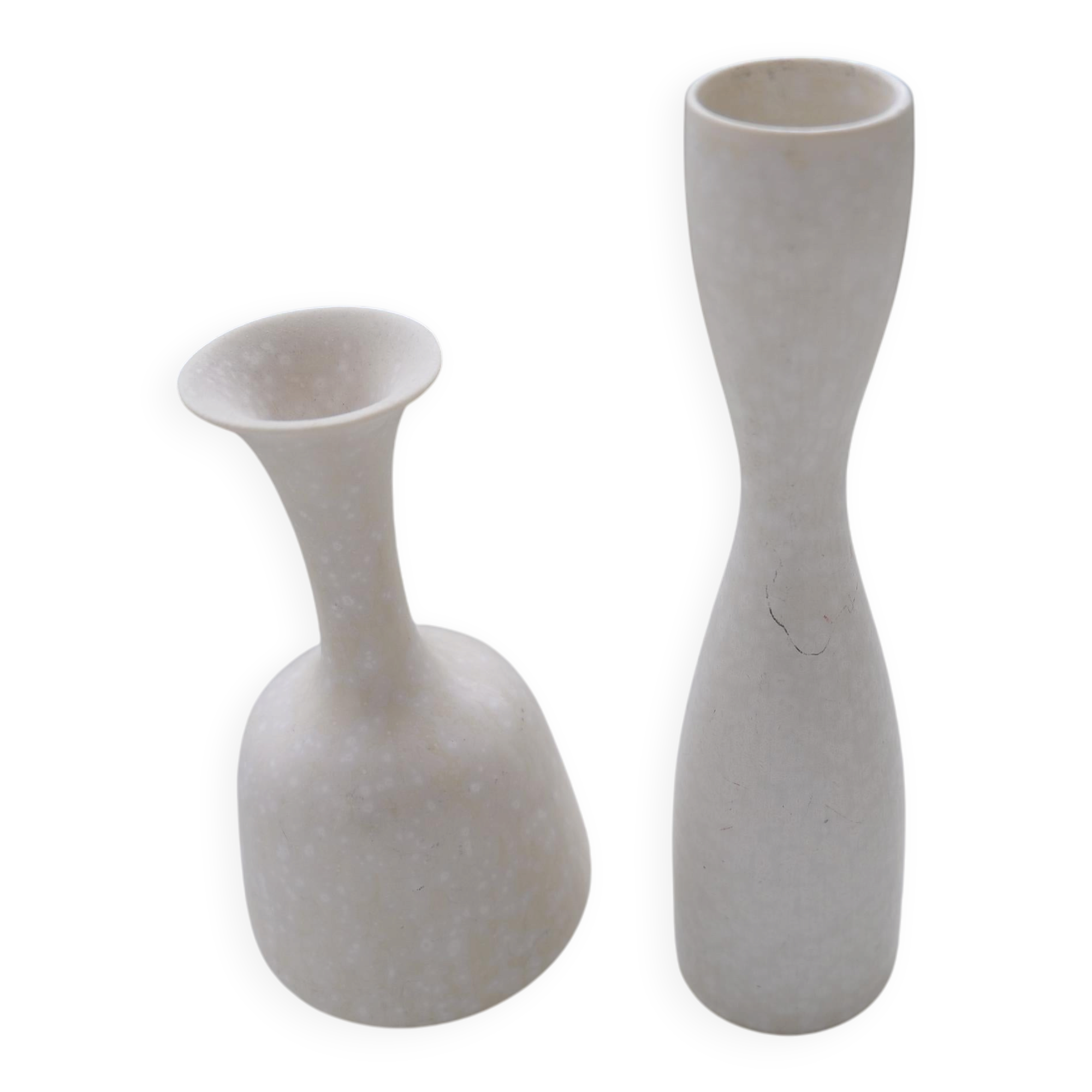 Group of 6 white and grey Midcentury Modern vessels Rörstrand Sweden 1950