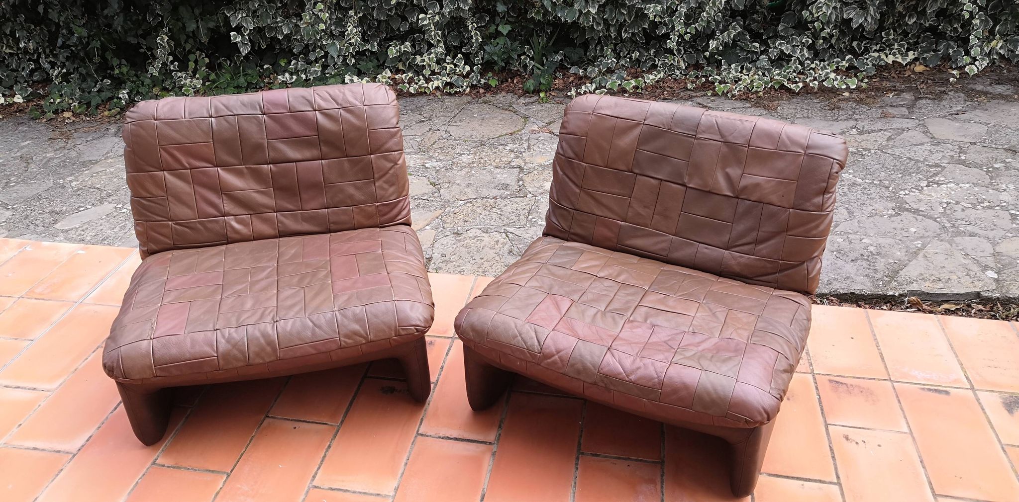 Tranas Sweden patchwork leather heaters by OVERMAN, 1970 Set of 2