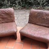 Chauffeuses cuir patchwork Tranas Suède par Overman, 1970 Set de 2