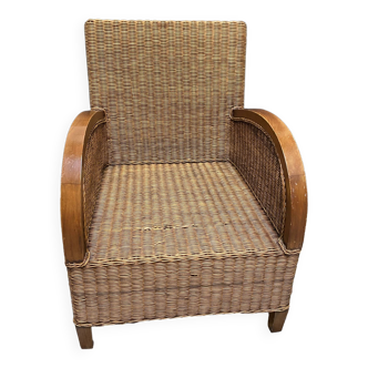Colonial style wicker armchair