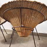 Mid-Century Italian Sunflower Wicker Chairs, Set of 2