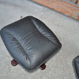 Swedish Leather Footstool, 1970s, Set of 2