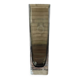 Rectangular smoked glass vase design in retro vintage Murano spirit
