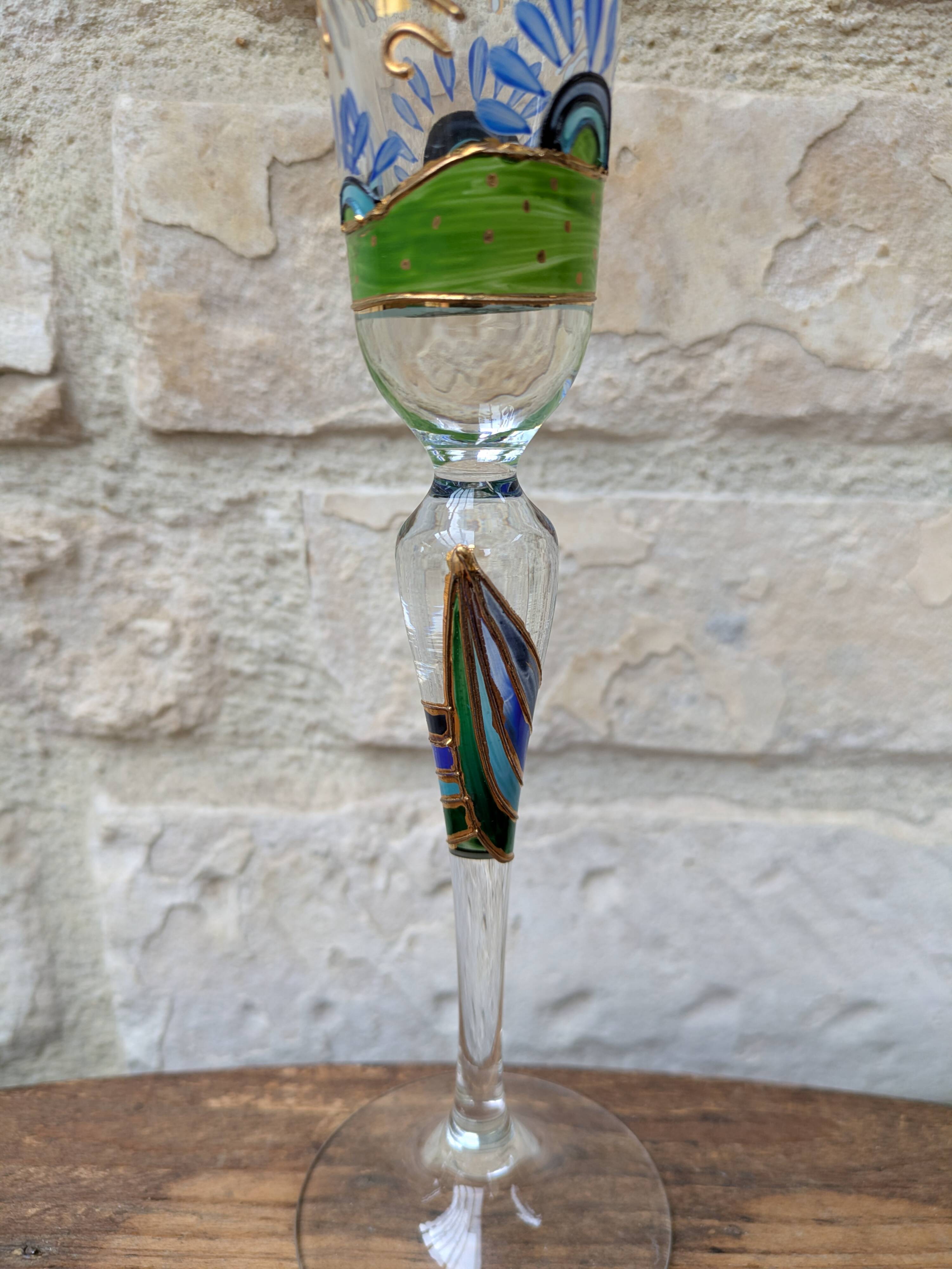 Champagne flute Paul Nagel collection Rêveries model Papillon hand-painted