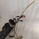 Chariot, sac et clubs de golf vintage