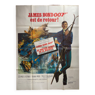 Affiche cinéma originale "Au Service Secret de sa majesté" James Bond 120x160cm 1969