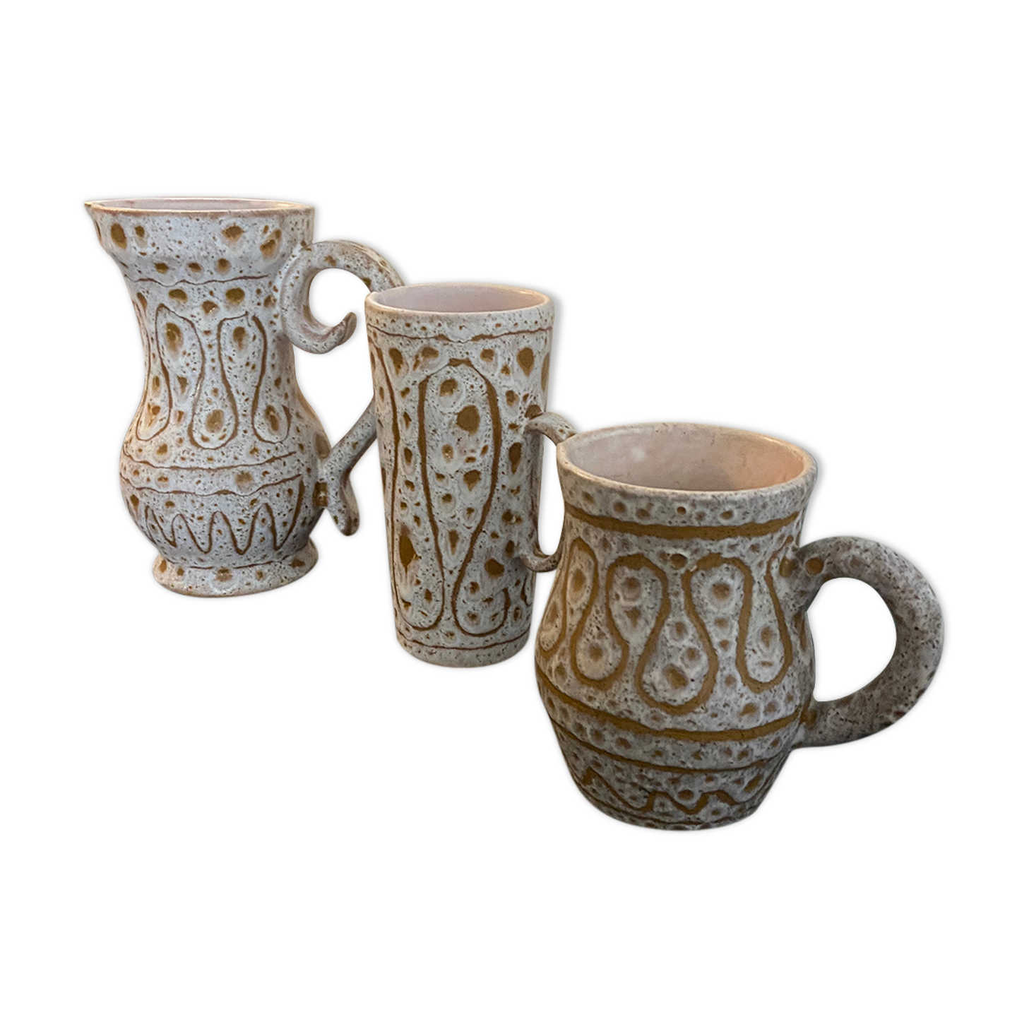 Series of 3 ceramics by Jean Austruy Vallauris 60s
