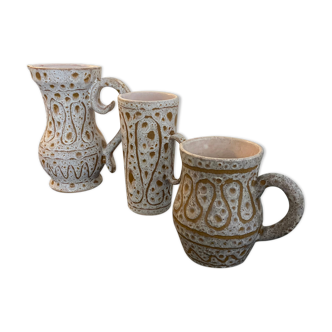 Series of 3 ceramics by Jean Austruy Vallauris 60s