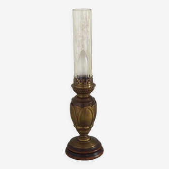 Lampe à poser en bronze et verre, Art Nouveau