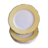 6 flat plates Lunéville Daffodil yellow and golden vintage