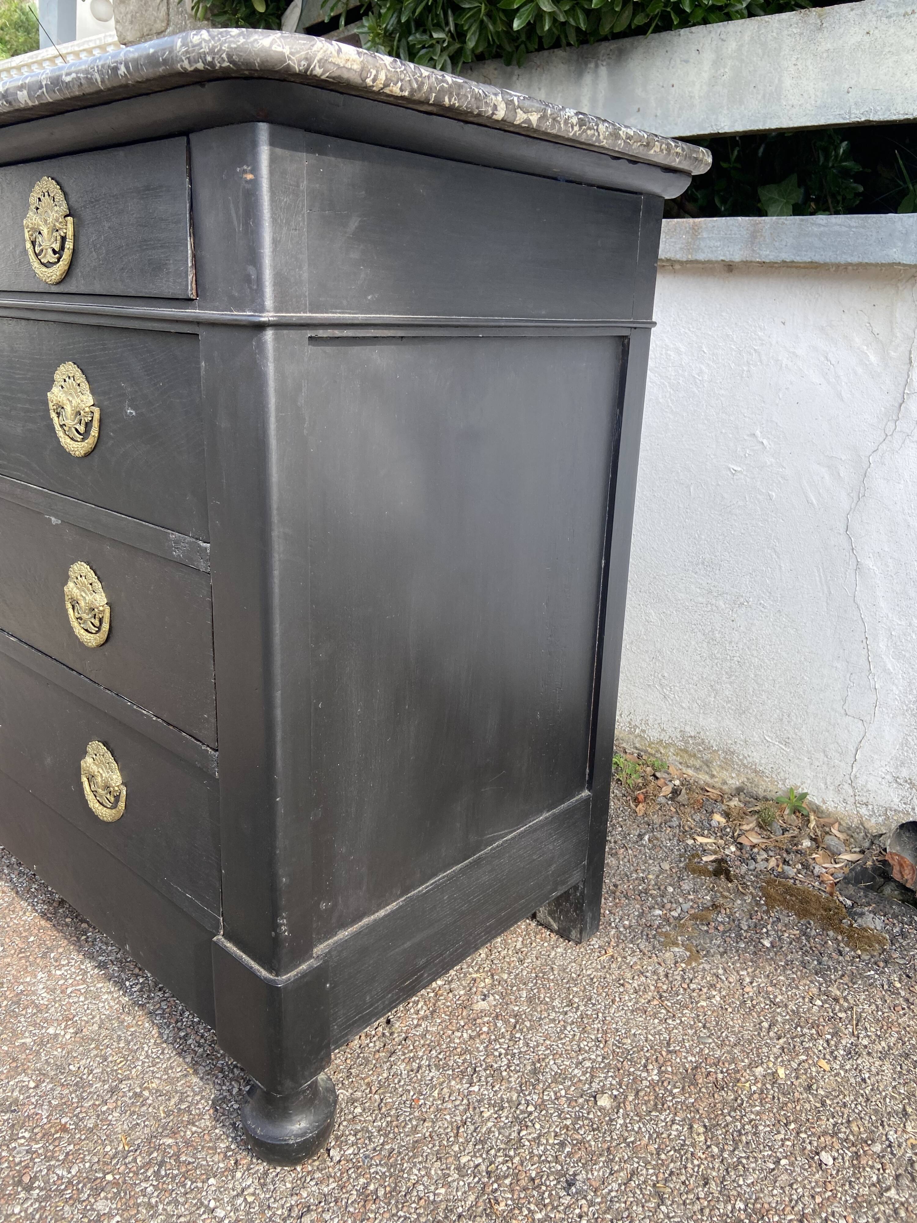 Old period chest of drawers black patinated