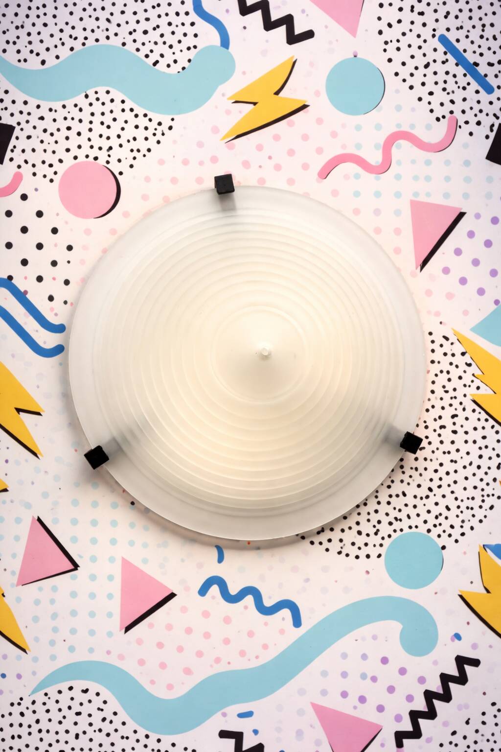 IKEA vintage ceiling light from the 80s in frosted glass, Memphis style.