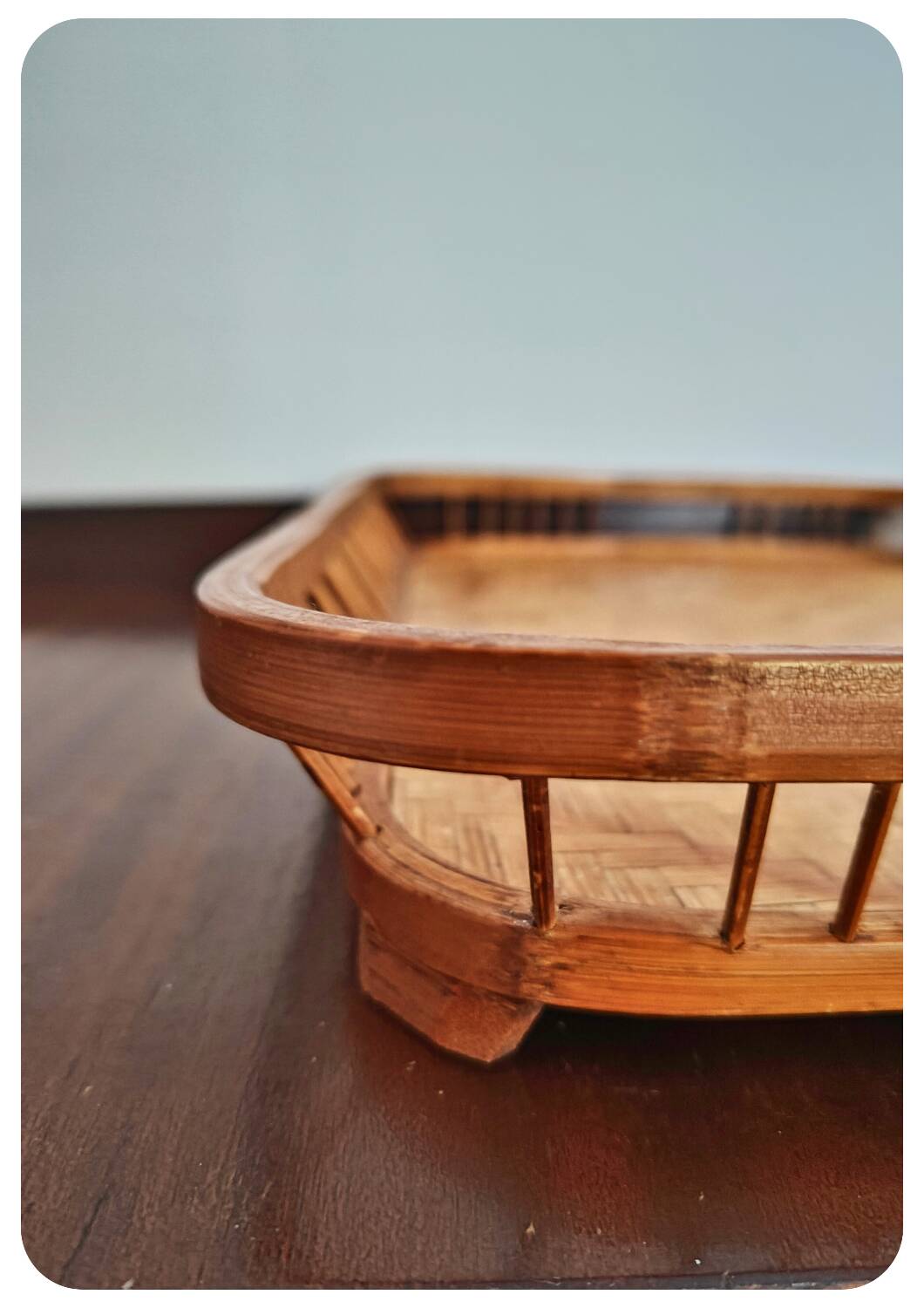 1960s Woven Bananaleaf & Rattan Serving Tray