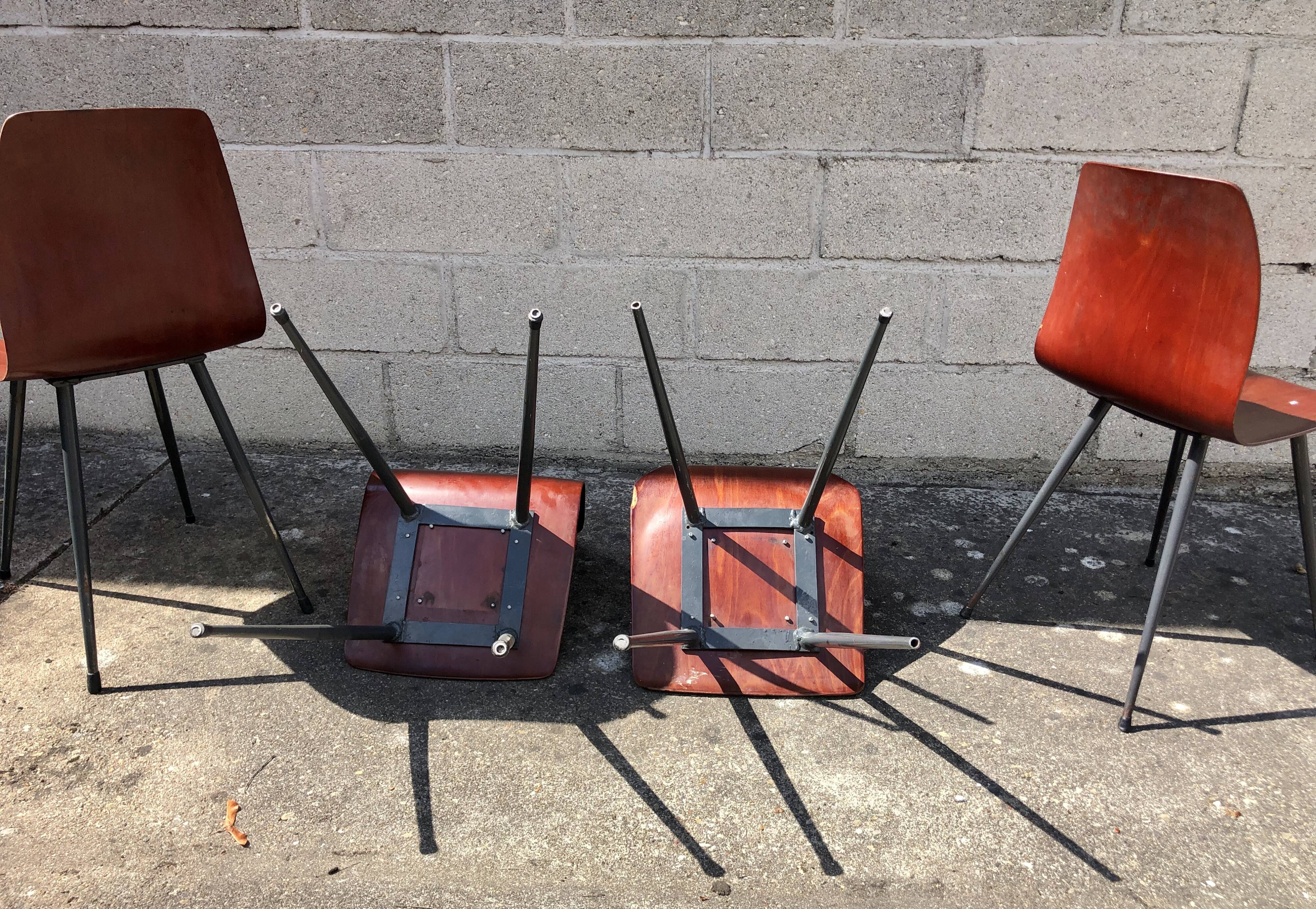 4 vintage Pagholz chairs tapered feet