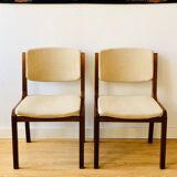 Set of 4 vintage chairs in teak and wool