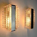 Pair of wall lamps by Kaiser Leuchten, frosted glass, Germany, 1960