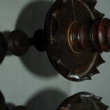 Pair of mahogany turned wood candlesticks