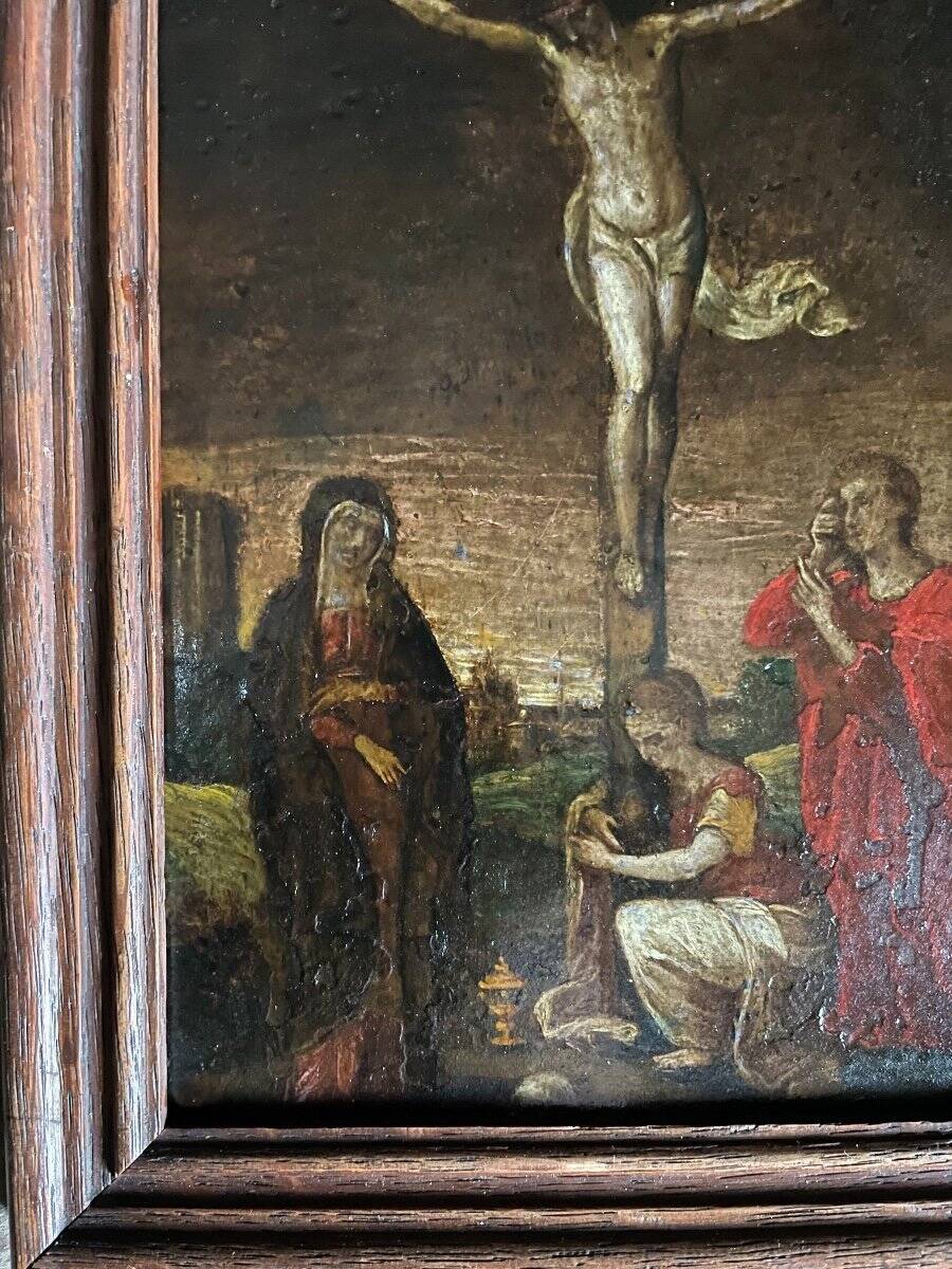 Christ on the cross, oil on copper, 17th century