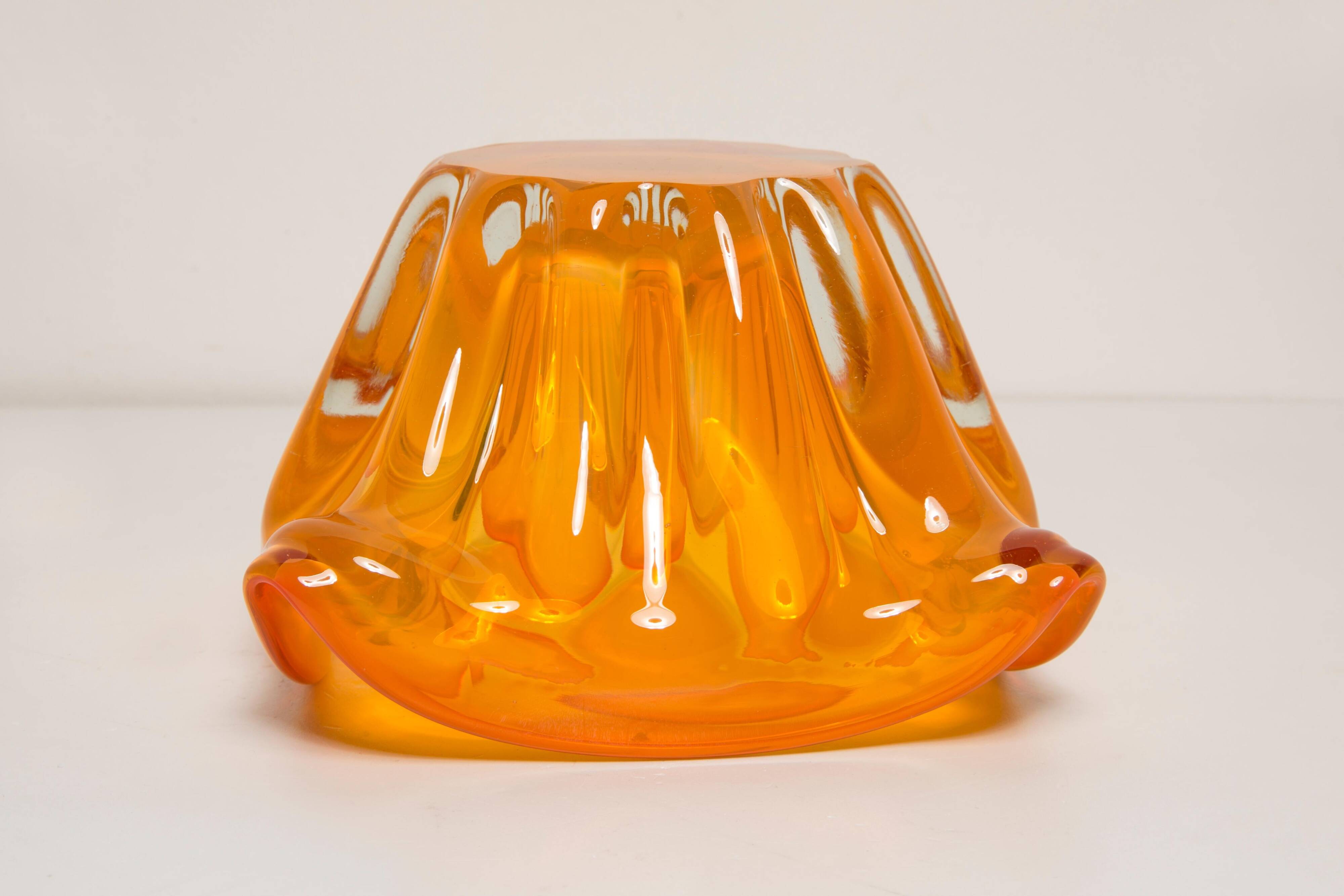 Mid-Century Orange Murano Glass Ashtray, Italy, 1970s