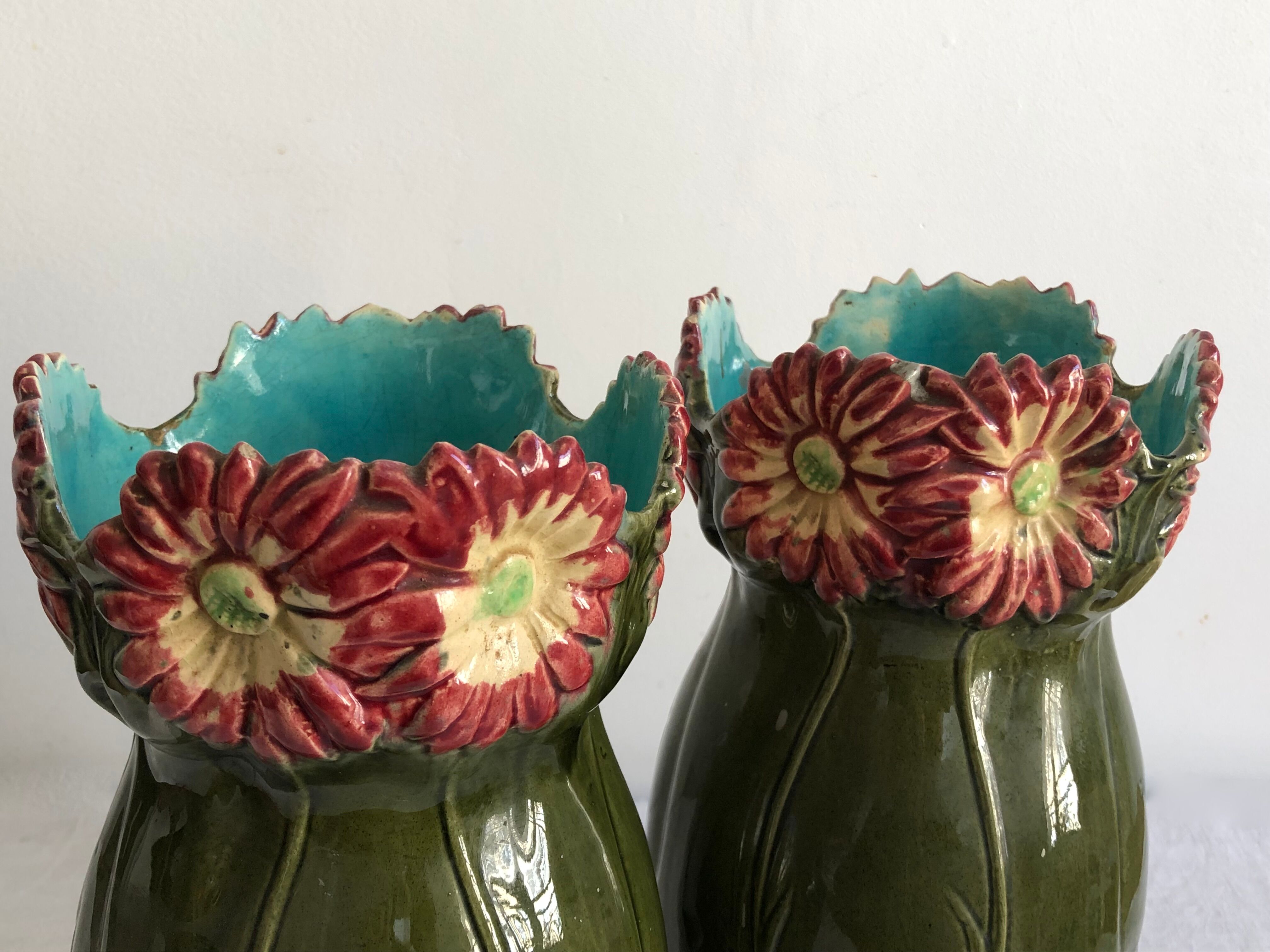 Pair of slip vases 1900