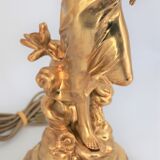 Naïade Lamp sculpture Art Nouveau in Golden Metal Signed by J.CAUSSE