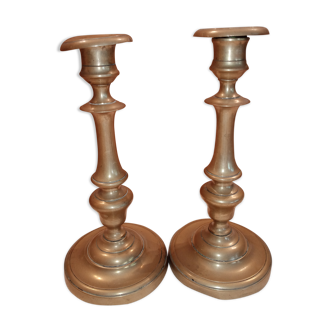 Pair of 19th bronze candlesticks