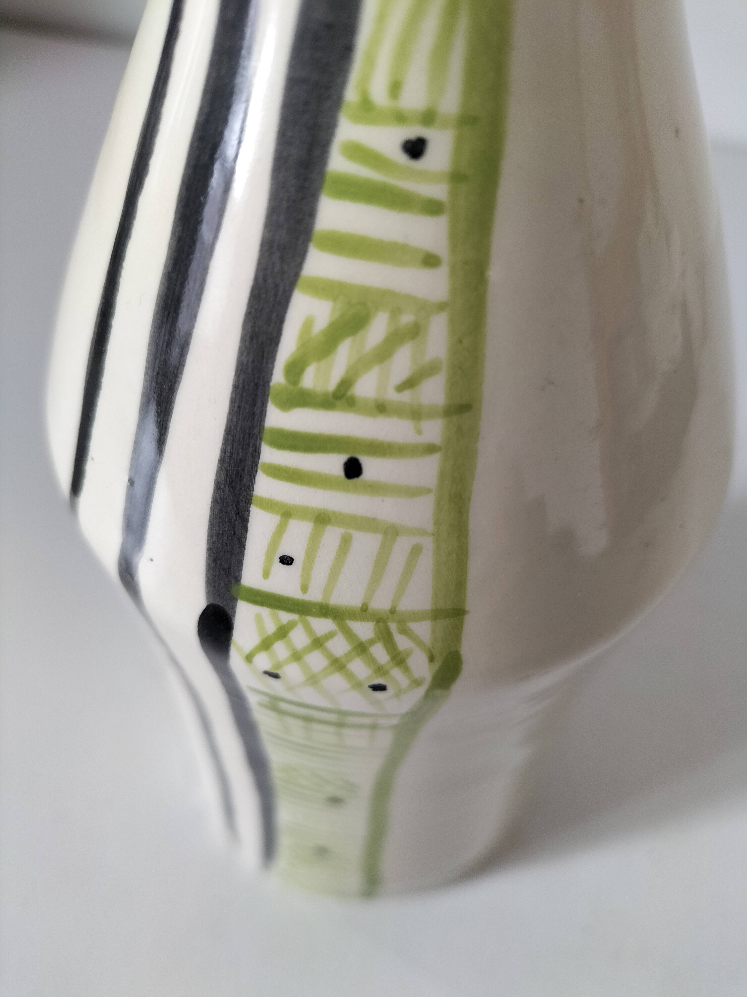 Duo de vases en céramique émaillée, décor pictural, signés MU