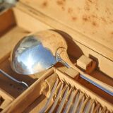 Art Deco cutlery set in box, silver-plated metal cutlery set, decorative table