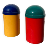 80s multi-colored salt and pepper shakers