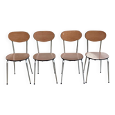 4 brown formica kitchen chairs with wood effect