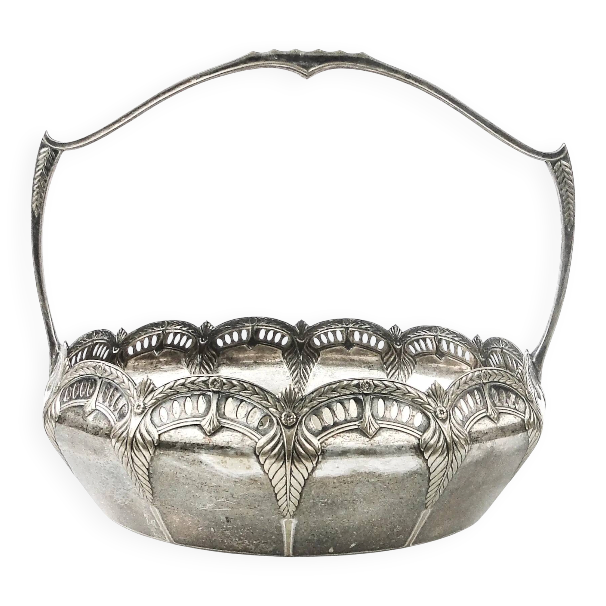 Art Nouveau basket, silver-plated brass, WMF, Germany, early 20th century