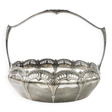 Panier Art Nouveau, laiton argenté, WMF, Allemagne, début du 20e siècle