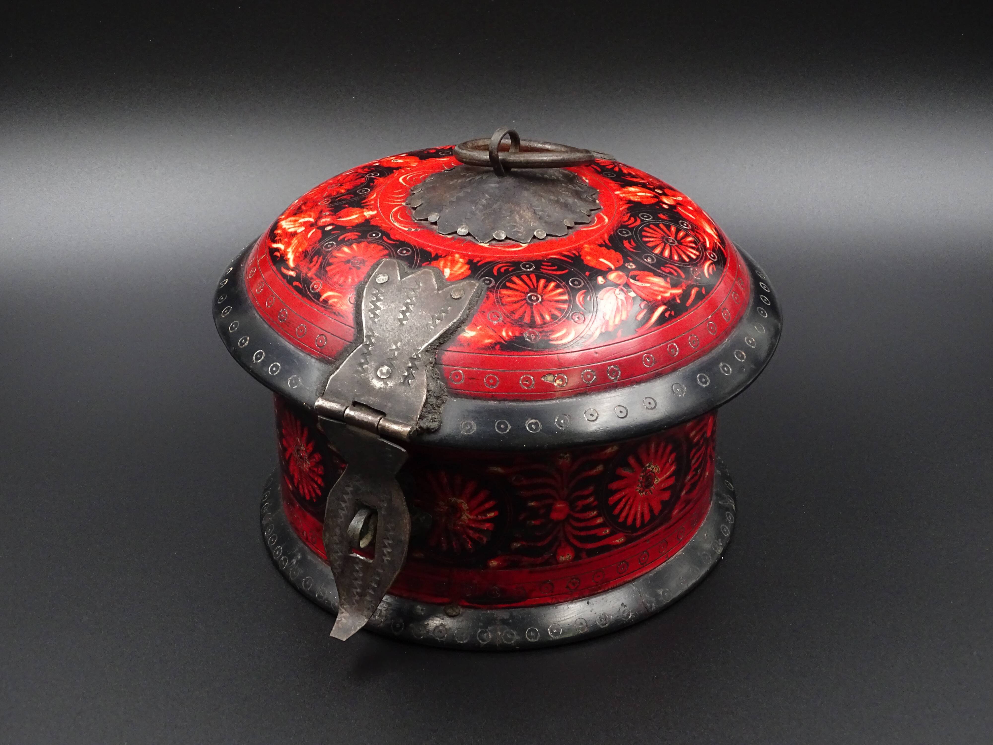 Wooden chapati box and fittings from India