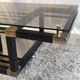 Designer coffee table in metal and smoked glass, 70s-80s