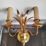Vintage gold brass wall light - pineapple motif - 2 arms