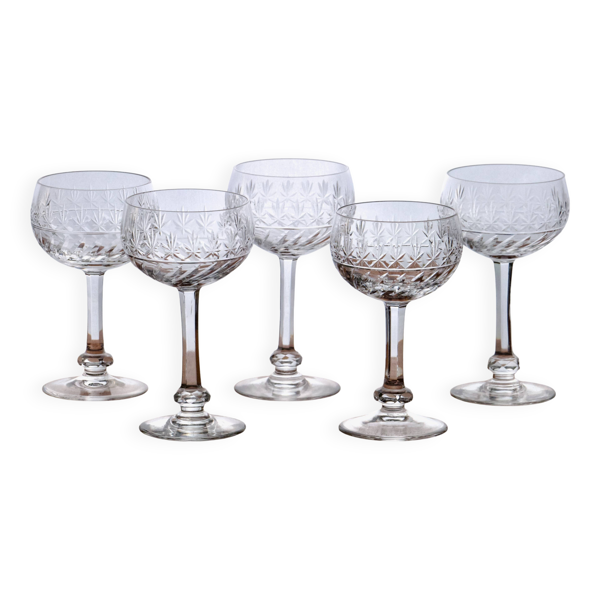 Verres à vin anciens Villeroy & Boch 'Treveris' en cristal soufflé bouche